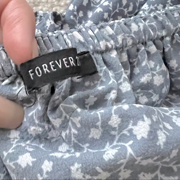 Strapless Floral Blue Mini Dress - Picture 3 of 3